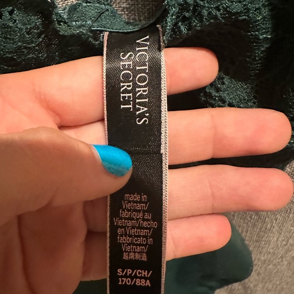 LOVE by Victoria Unlined Dark Ivy Green Plunge Strappy Lace Teddy Bodysuit - Picture 11 of 11